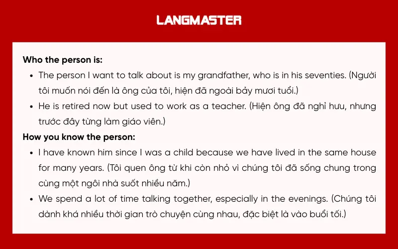 Dàn ý bài Describe an old person that you know and respect