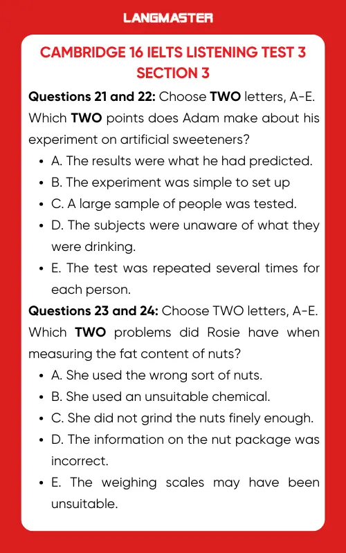 Đề thi Cambridge 16 IELTS Listening test 3 section 3