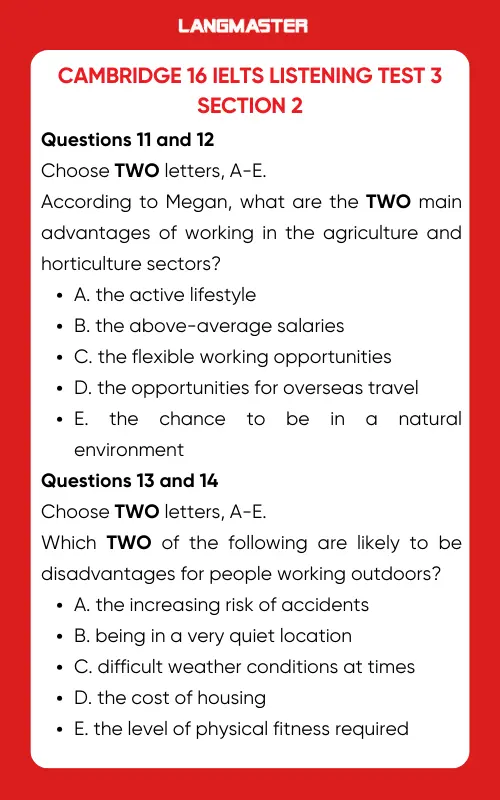 Đề thi Cambridge 16 IELTS Listening test 3 section 2