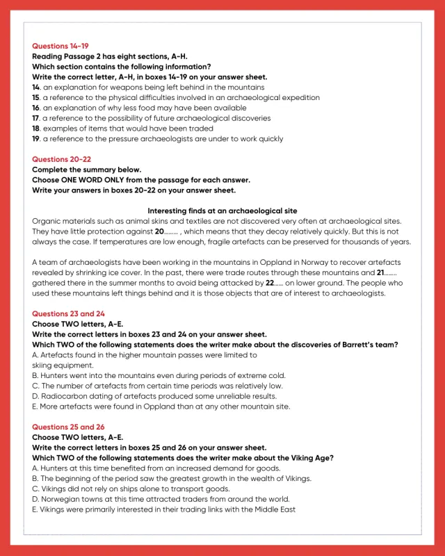 Đề bài Climate change reveals ancient artefacts in norway's glaciers IELTS Reading