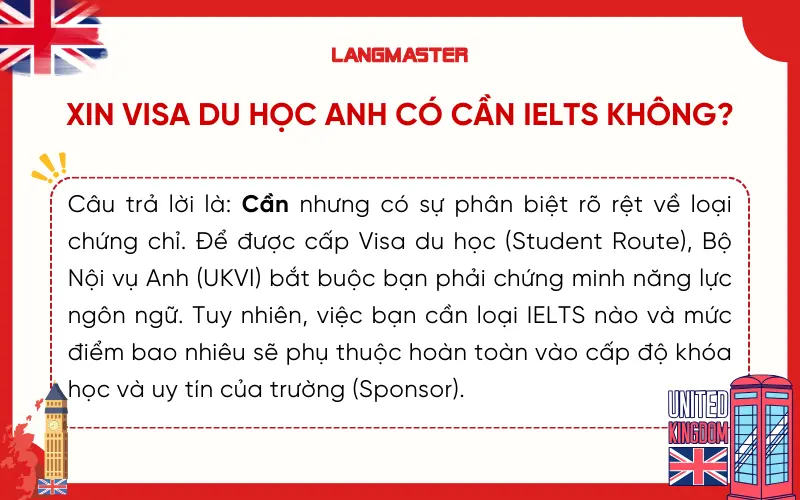 Xin visa du học Anh có cần IELTS không?