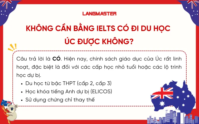 Không cần bằng IELTS có đi du học Úc được không?