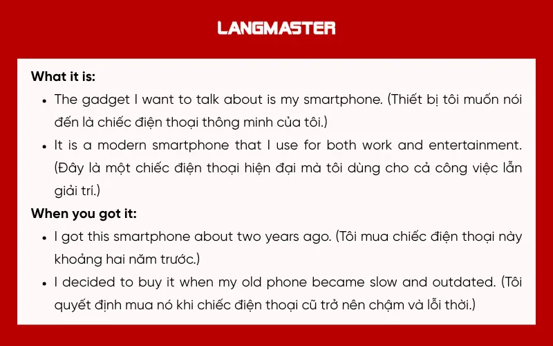 Dàn ý đề bài Describe your favourite gadget