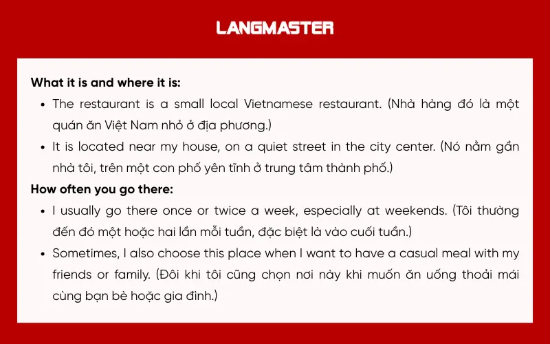 Dàn ý đề bài Describe your favorite restaurant