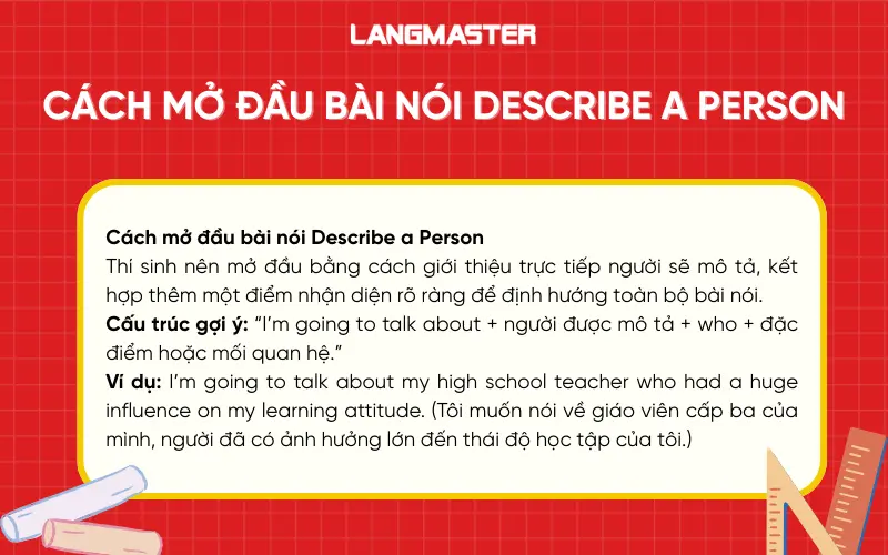 Cách mở đầu bài nói Describe a Person