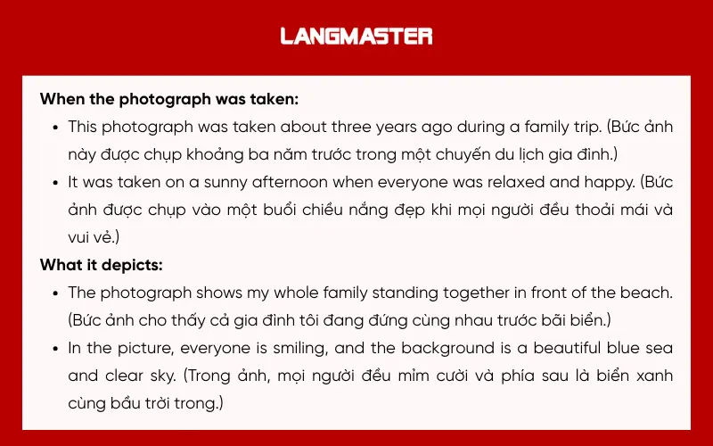 Dàn ý đề bài Describe one of your favourite photographs