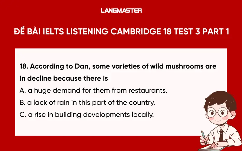 đề bài IELTS Listening Cambridge 18 Test 3 Part 1
