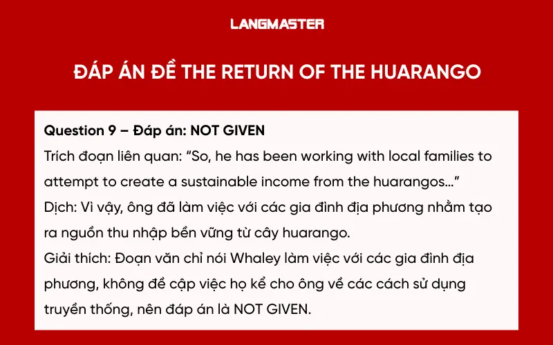 đáp án đề The return of the huarango
