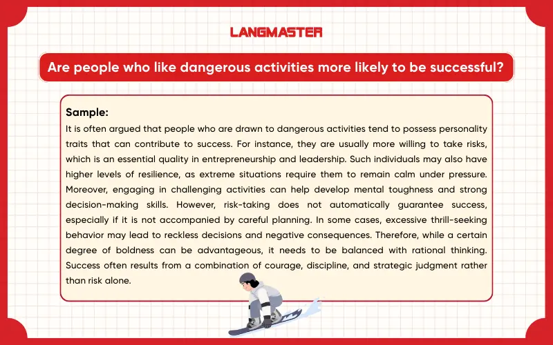 Are people who like dangerous activities more likely to be successful? IELTS Speaking Part 3