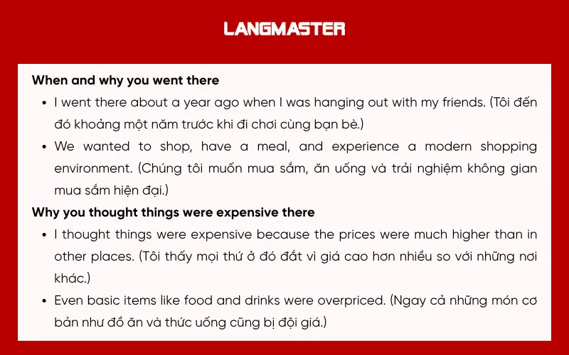 Dàn ý Describe a place where you thought things were too expensive