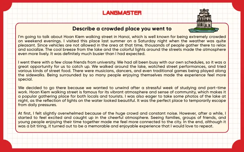 Sample answer Describe a crowded place you went to IELTS Speaking Part 2