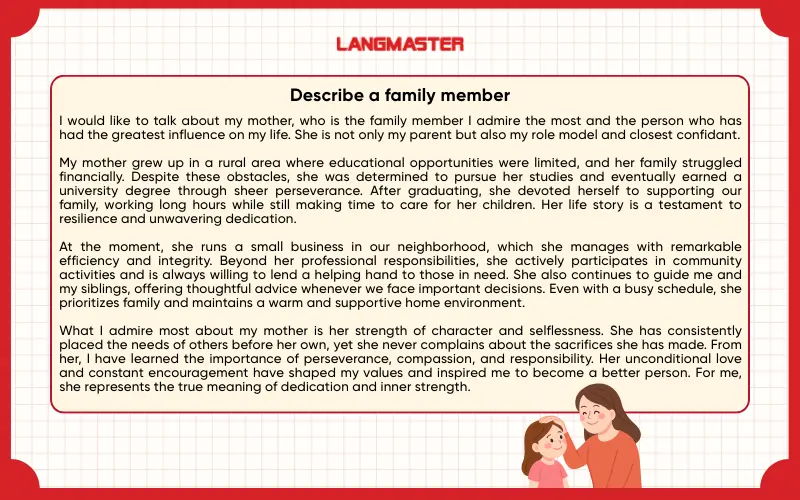 Sample answer Describe a family member IELTS Speaking Part 2