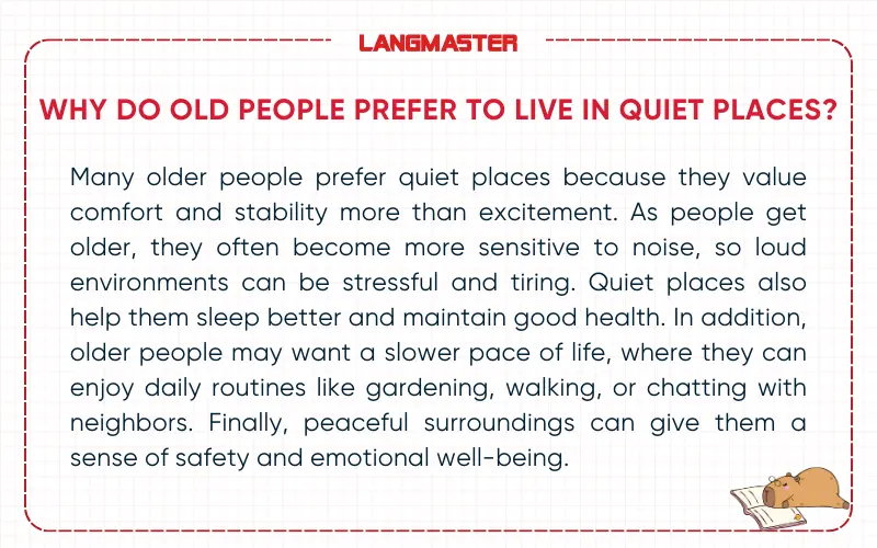 Describe a quiet place you like to go IELTS Speaking part 3