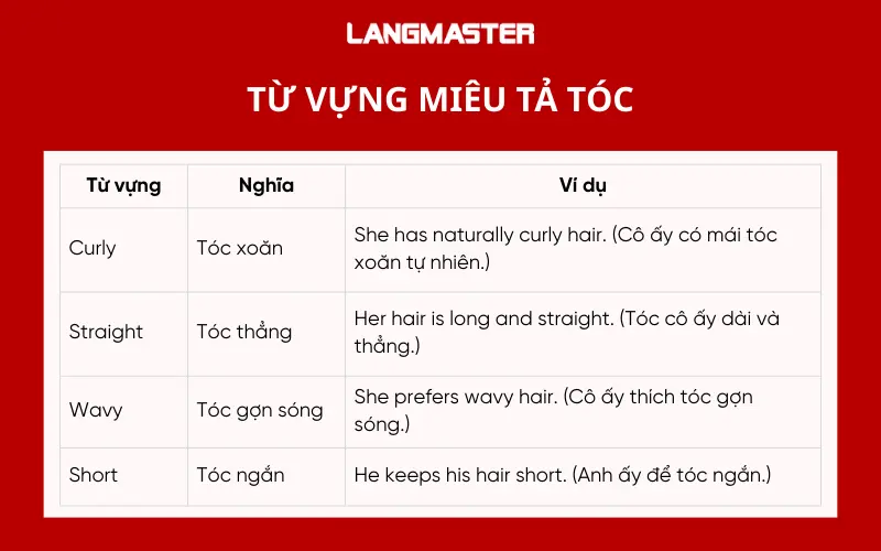 Từ vựng miêu tả tóc: Topic Describe a Person
