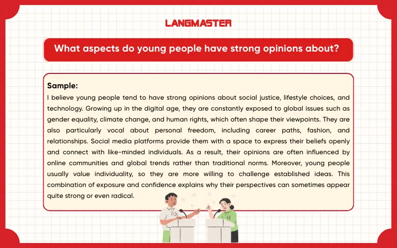 What aspects do young people have strong opinions about? IELTS Speaking Part 3
