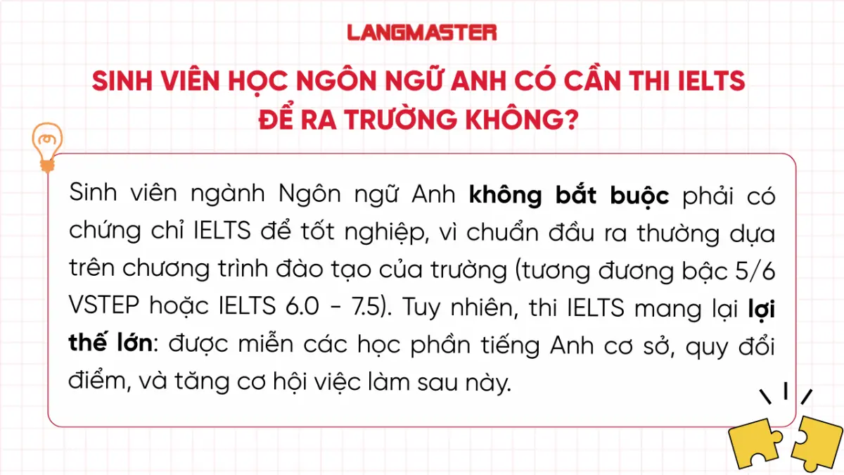 Sinh viên học Ngôn ngữ Anh có cần thi IELTS 
để ra trường không?