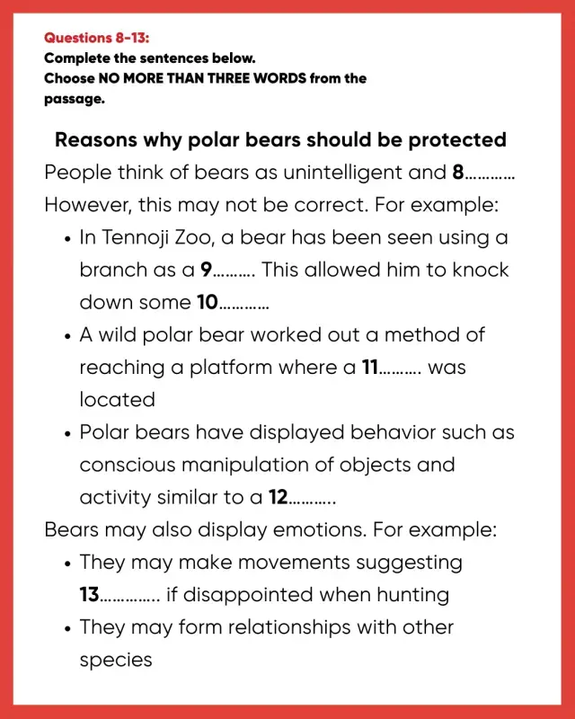 Reasons why polar bears should be protected IELTS Reading
