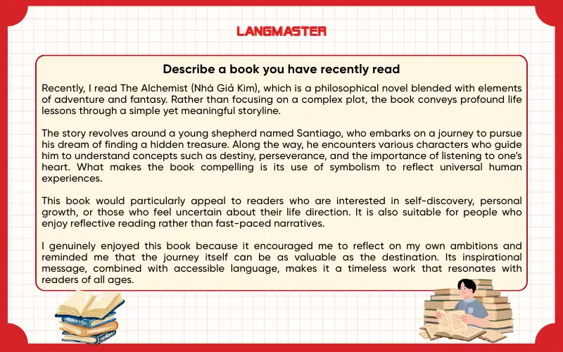 Bài mẫu Describe a book you have recently read