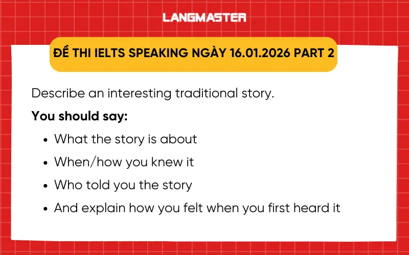 Đề thi IELTS Speaking ngày 16.01.2026 Part 2