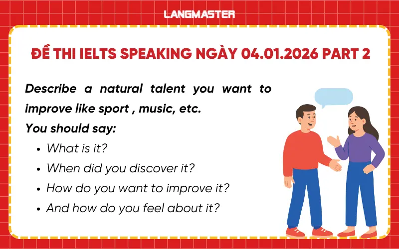 Đề thi IELTS Speaking ngày 04.01.2026 Part 2