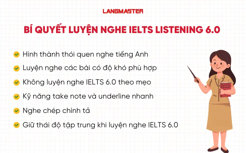 Bí quyết luyện nghe IELTS Listening 6.0