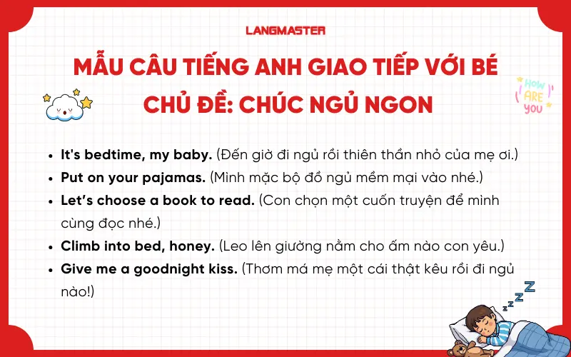 Mẫu câu giao tiếp tiếng Anh cho bé chủ đề chúc ngủ ngon