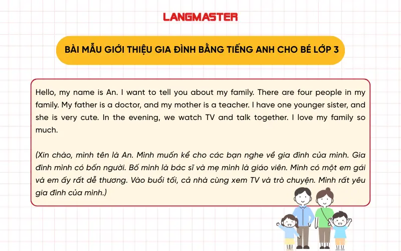 Bài mẫu giới thiệu gia đình bằng tiếng anh cho bé lớp 3