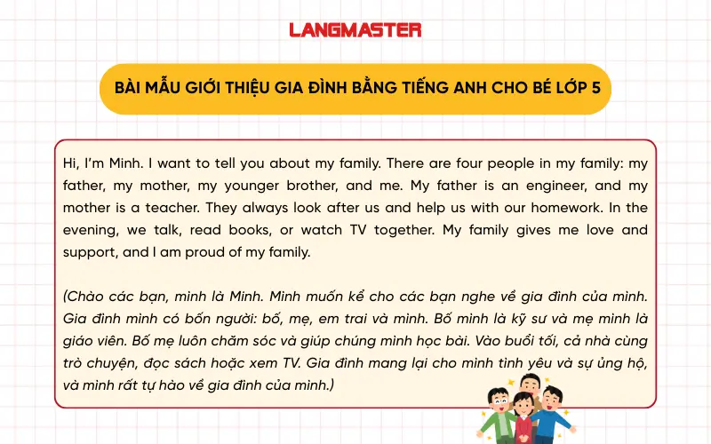 Bài mẫu giới thiệu gia đình bằng tiếng anh cho bé lớp 5