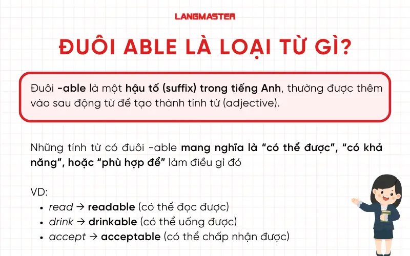 Đuôi able là loại từ gì?