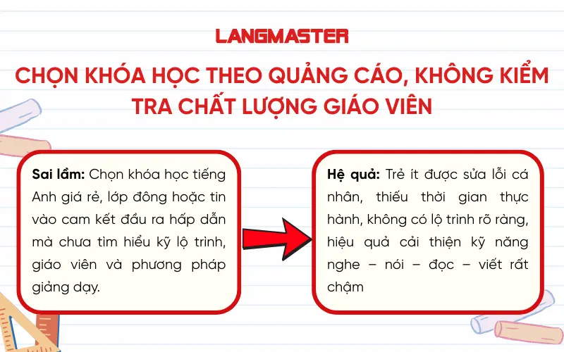 Sai lầm khi chọn khóa học theo quảng cáo, không kiểm tra chất lượng giáo viên