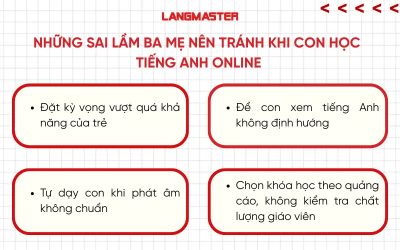 Những sai lầm ba mẹ nên tránh khi con học tiếng Anh online