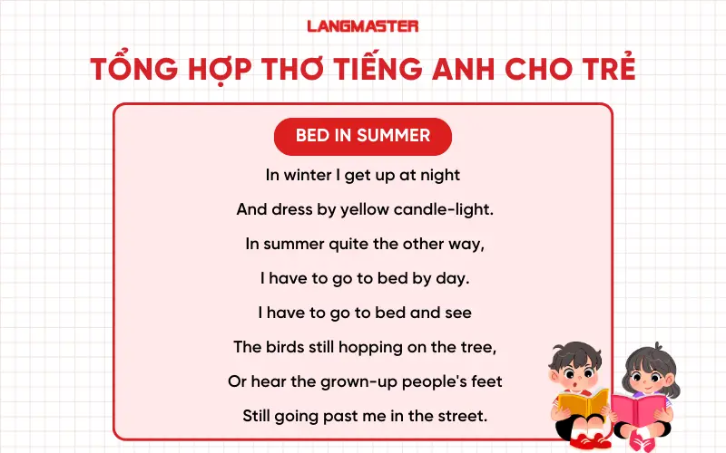 Thơ tiếng Anh cho trẻ Bed in Summer