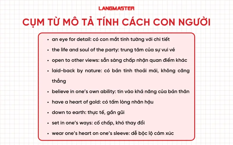 Cụm từ mô tả tính cách con người