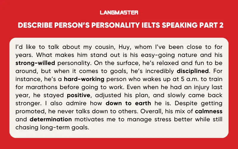 Bài mẫu Describe person’s personality IELTS Speaking