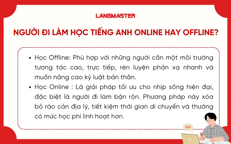 Người đi làm nên học Tiếng Anh Online hay Offline?