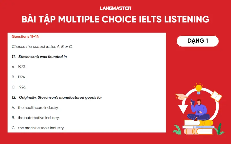 Bài tập dạng 1 Multiple choice IELTS Listening kèm đáp án