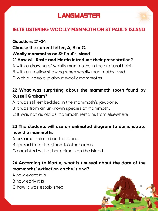 IELTS Listening Woolly mammoth on st Paul’s island