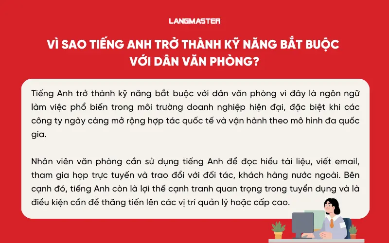 Vì sao tiếng Anh trở thành kỹ năng bắt buộc với dân văn phòng?