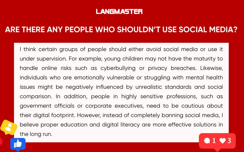 IELTS Speaking part 3: Are there any people who shouldn’t use social media?