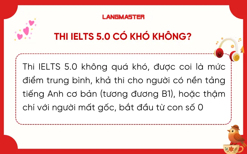 Thi IELTS 5.0 có khó không?