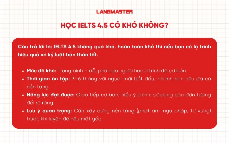 Học IELTS 4.5 có khó không?