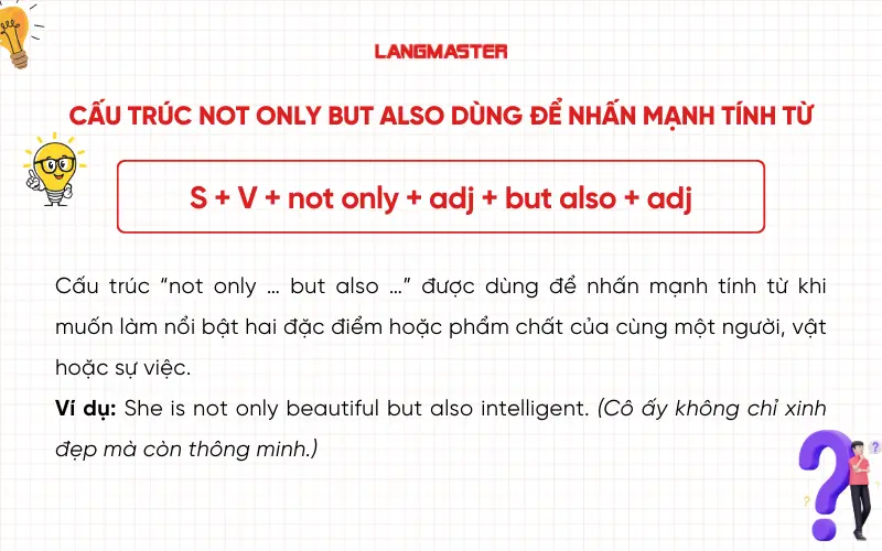 Cấu trúc not only but also dùng để nhấn mạnh tính từ