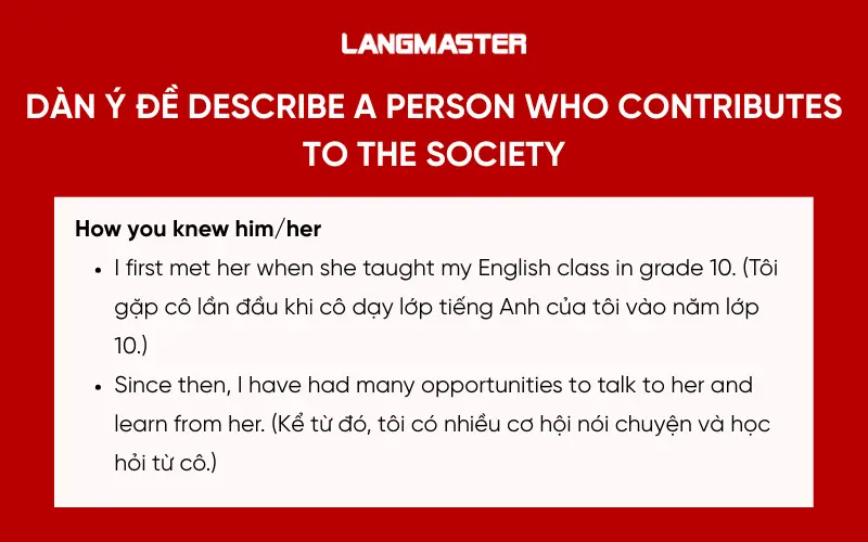Dàn ý đề bài Describe a person who contributes to the society