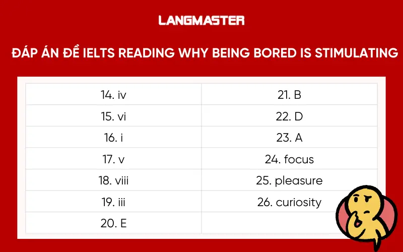 Đáp án đề IELTS Reading Why being bored is stimulating