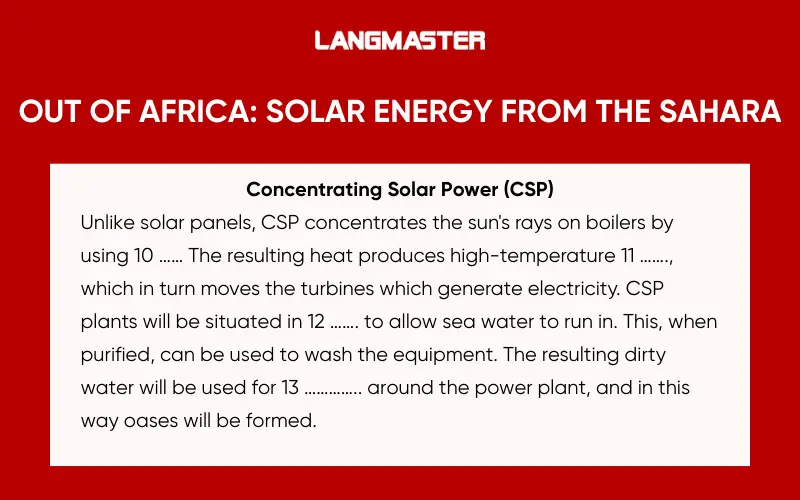 Câu hỏi OUT OF AFRICA: SOLAR ENERGY FROM THE SAHARA