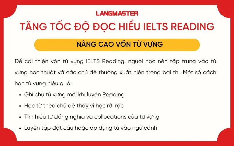 Nâng cao vốn từ vựng để tăng tốc độ làm bài thi IELTS Reading