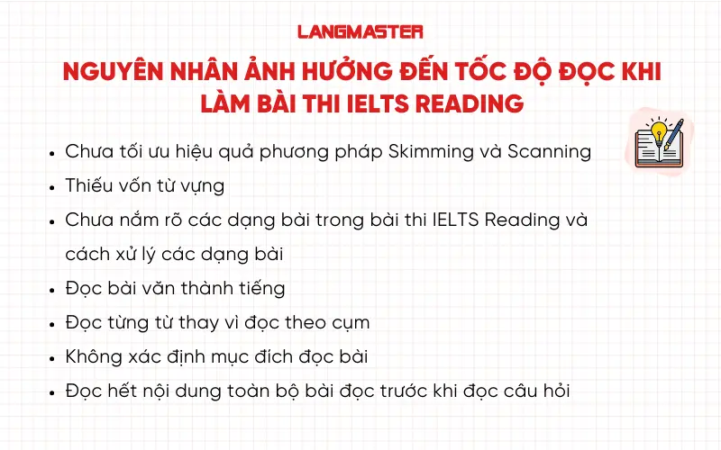 Những nguyên nhân ảnh hưởng đến tốc độ đọc khi làm bài thi IELTS Reading