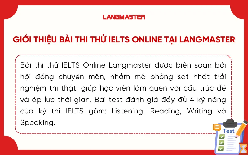 Giới thiệu bài thi thử IELTS Online Langmaster
