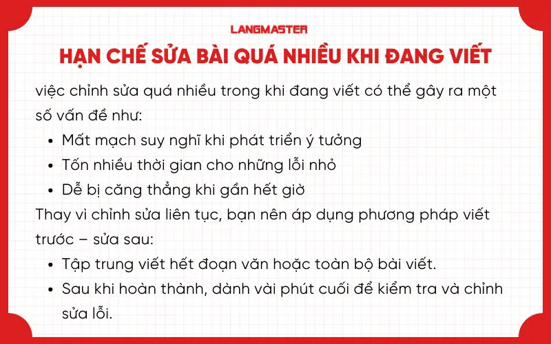 Hạn chế sửa bài quá nhiều khi đang viết