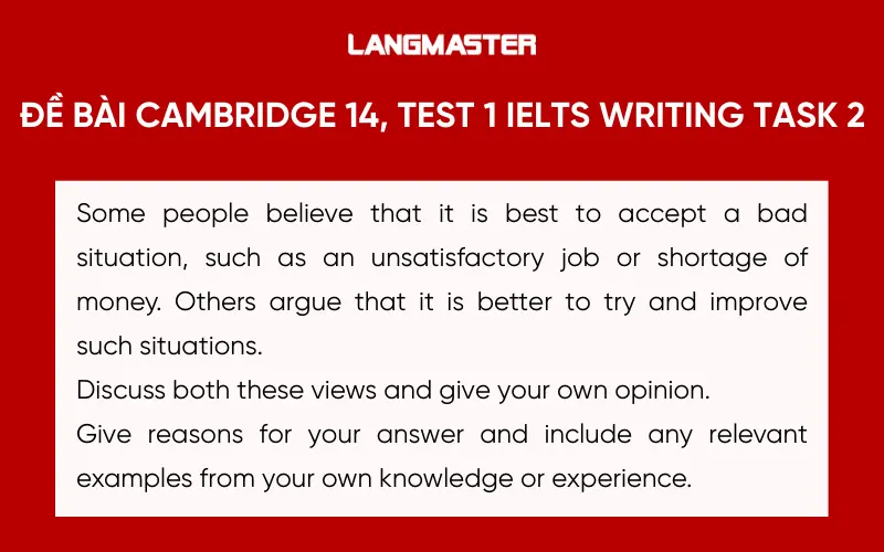 đề bài Cambridge 14, Test 1 IELTS Writing Task 2